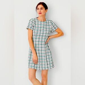 NWT - Ann Taylor Plaid Tweed Flare Dress